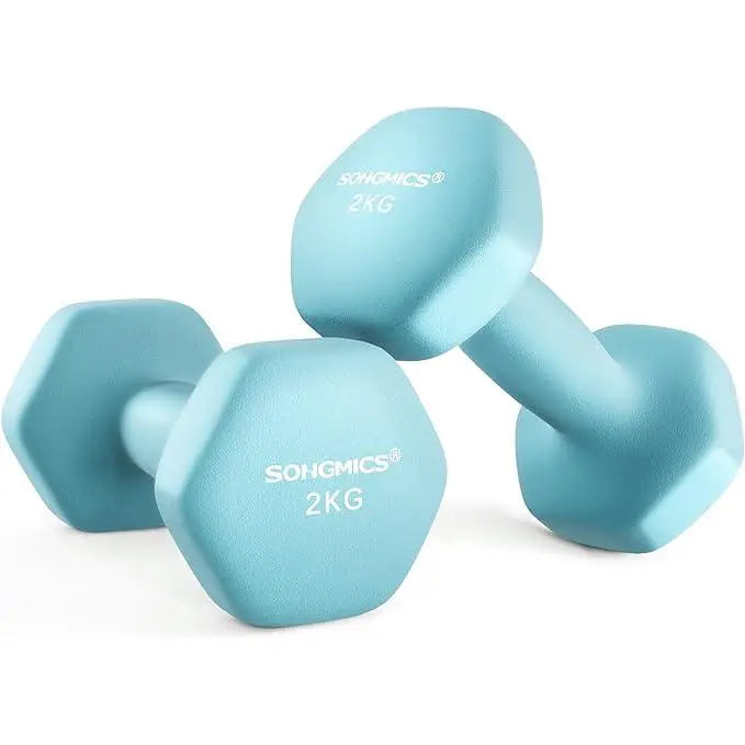 MANCUERNAS DE 2 KG ANTIDESLIZANTES
Pack de mancuernas hexagonales, 2 kg cada una, con recubrimiento de neopreno. Agarre ergonomico ideal para fitness en casa. Material de acero resistente. Disponibles en colores como violeta,