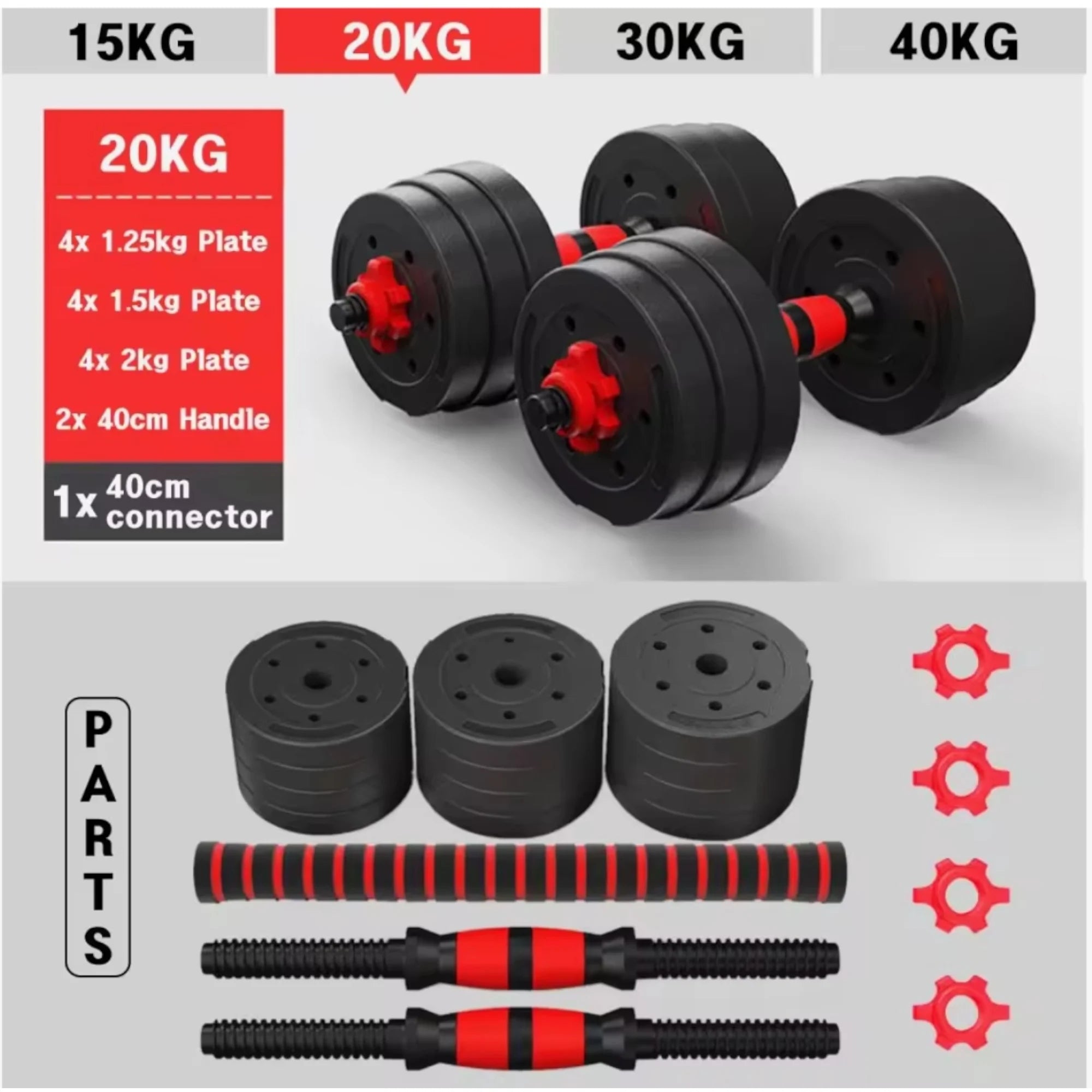 MANCUERNAS AJUSTABLES // DIFERENTES PESOS
Mancuernas ajustables, puedes armar pesas de 5 kg hasta 30 kg, con placas ajustables para entrenamientos personalizados, perfectas para ejercicio de cuerpo completo, ideales para gimn