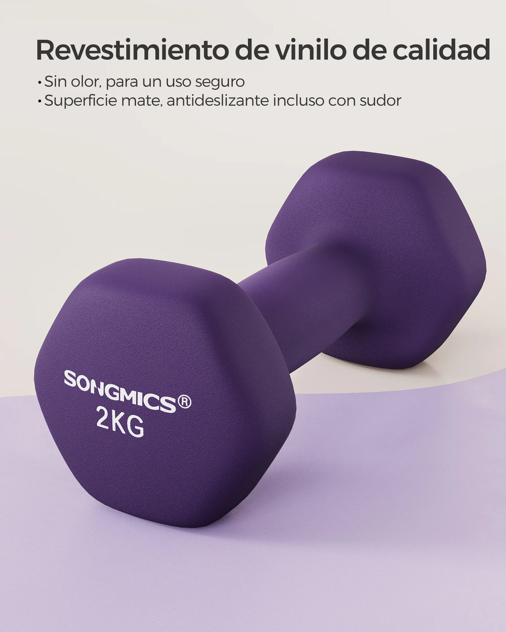 MANCUERNAS DE 2 KG ANTIDESLIZANTES
Pack de mancuernas hexagonales, 2 kg cada una, con recubrimiento de neopreno. Agarre ergonomico ideal para fitness en casa. Material de acero resistente. Disponibles en colores como violeta,