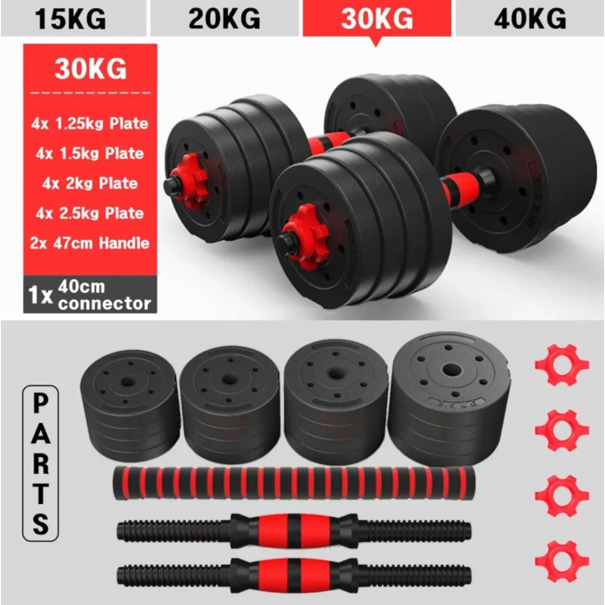MANCUERNAS AJUSTABLES // DIFERENTES PESOS
Mancuernas ajustables, puedes armar pesas de 5 kg hasta 30 kg, con placas ajustables para entrenamientos personalizados, perfectas para ejercicio de cuerpo completo, ideales para gimn