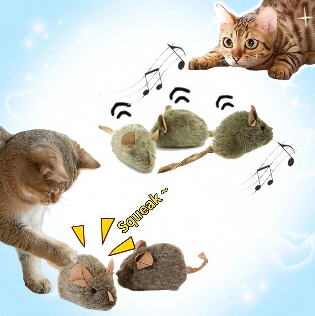 Raton Interactivo con Sonido Para Gatos - Juguete de Peluche