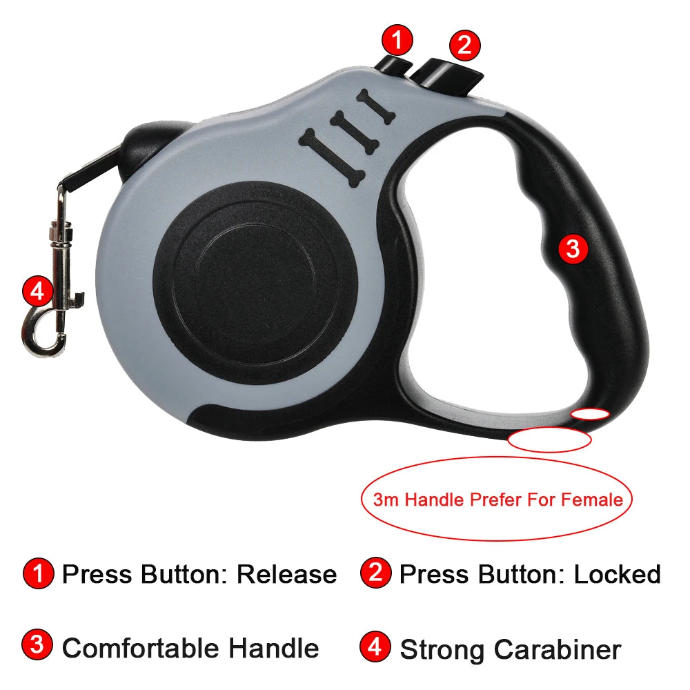 Correa Retractil Para Perros - Resistente y Ajustable (de 3 a 5 metros) Variantes disponibles.