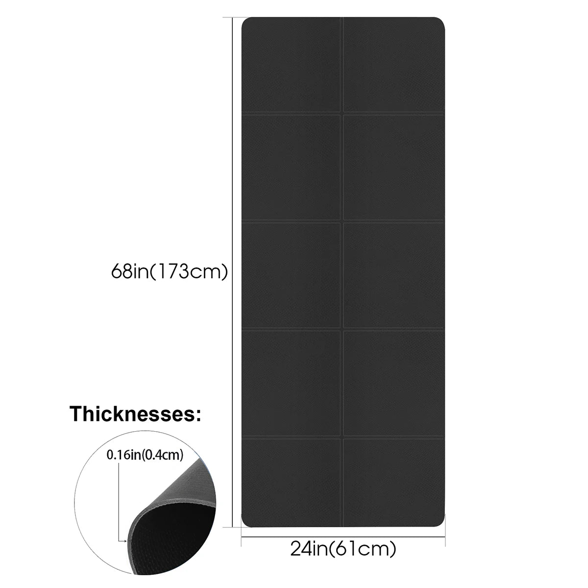 Manta Para Ejercicio Antideslizante ComfortCose
-173cm de Largo.
-61 cm de ancho.
-0.4 mm de grosor.