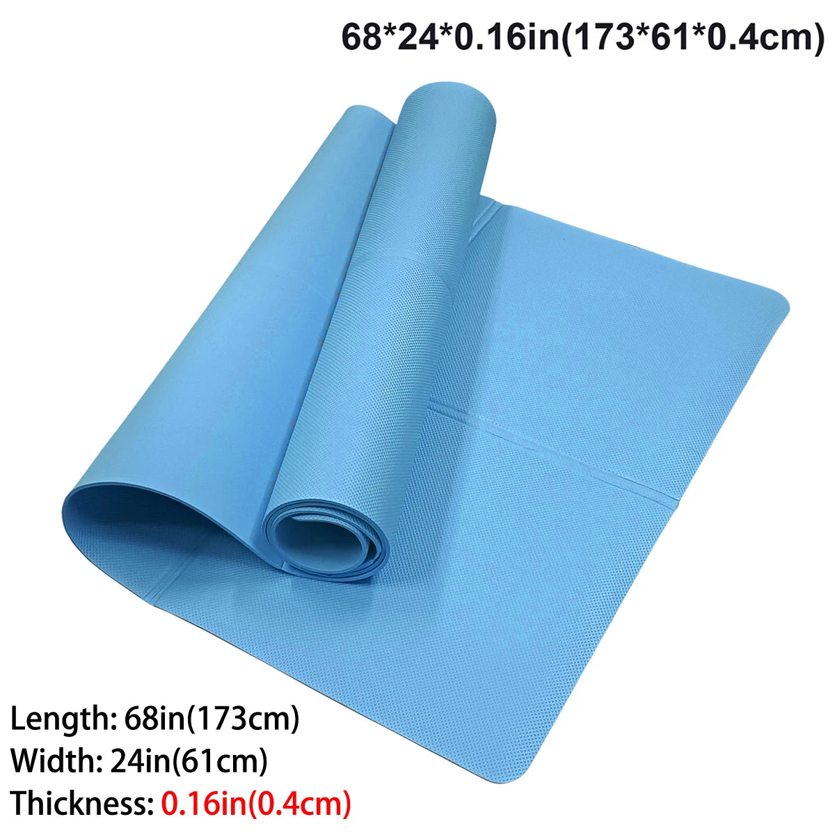 Manta Para Ejercicio Antideslizante ComfortCose
-173cm de Largo.
-61 cm de ancho.
-0.4 mm de grosor.