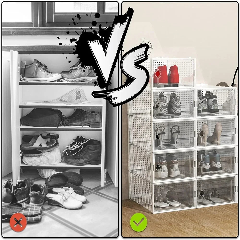 Cajas Organizadores Apilables para Zapatos ComfortCose - Transparente y Plegables
