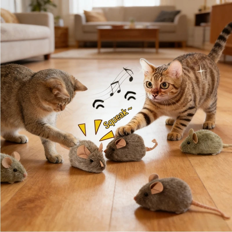 Raton Interactivo con Sonido Para Gatos - Juguete de Peluche